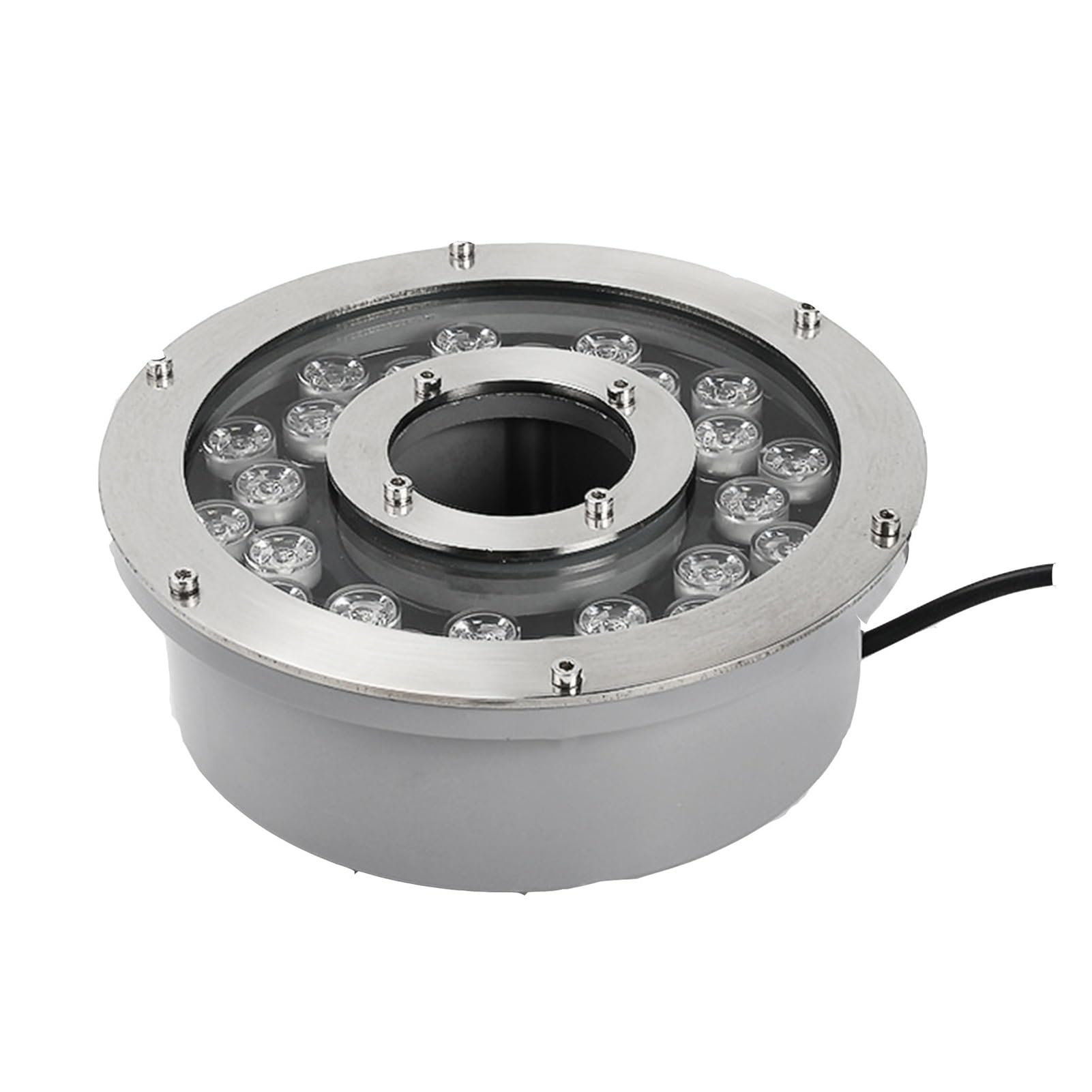 Luci per fontane a LED subacquee, Parte Superiore in Acciaio Inox | Grado di Protezione IP68 | 12 V 18 W | Cavo di Alimentazione di 2 m Incluso (RGB)