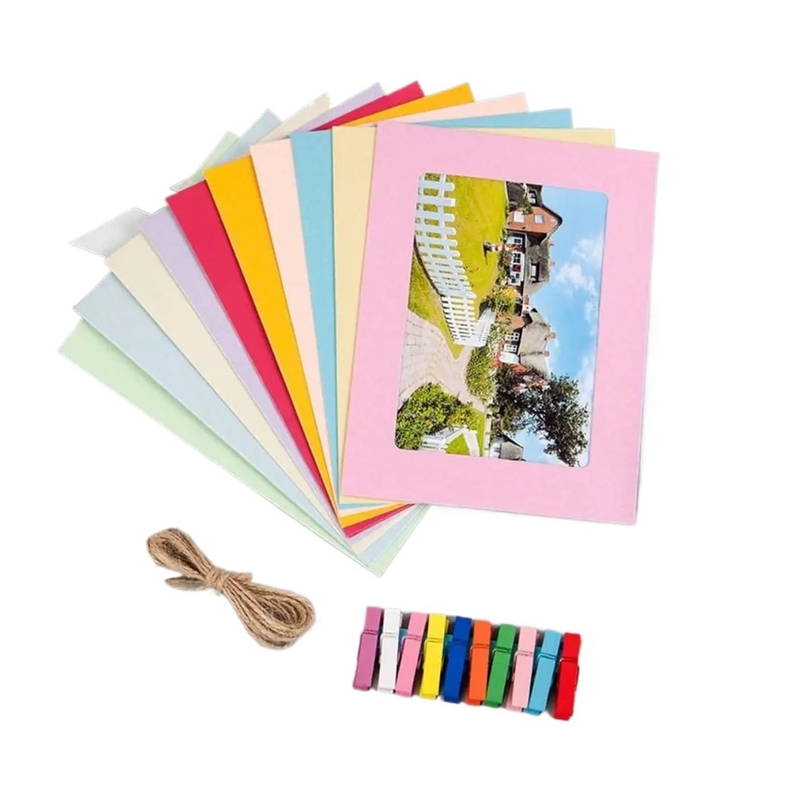 Cardboard Photo Frame DIY Craft Paper Picture Frames Home Decoration Combination Frame with Clips Photos Album