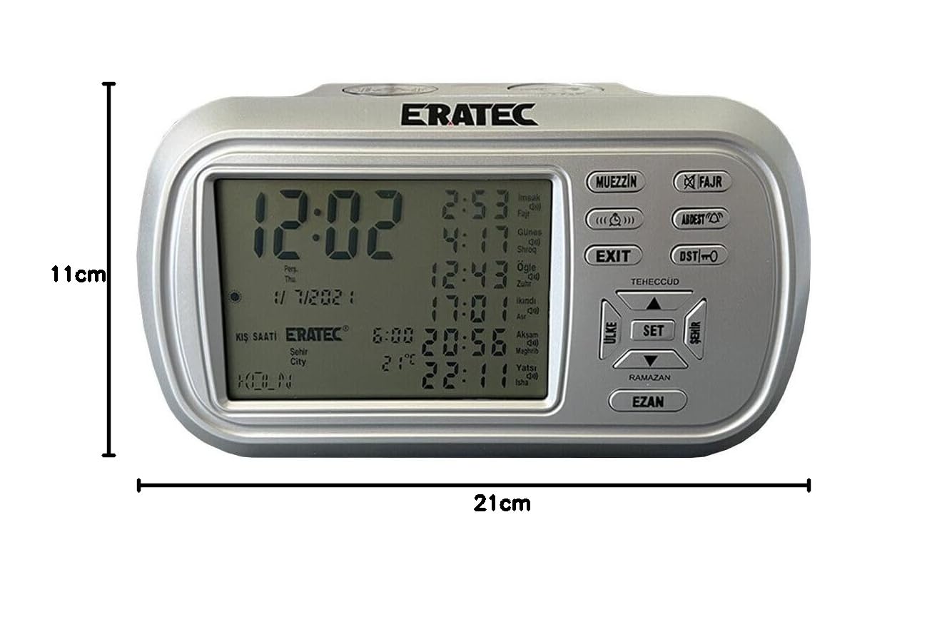 ERATEC AZ-6500 Ezan Saati Horloge de prière Azan (Argent)