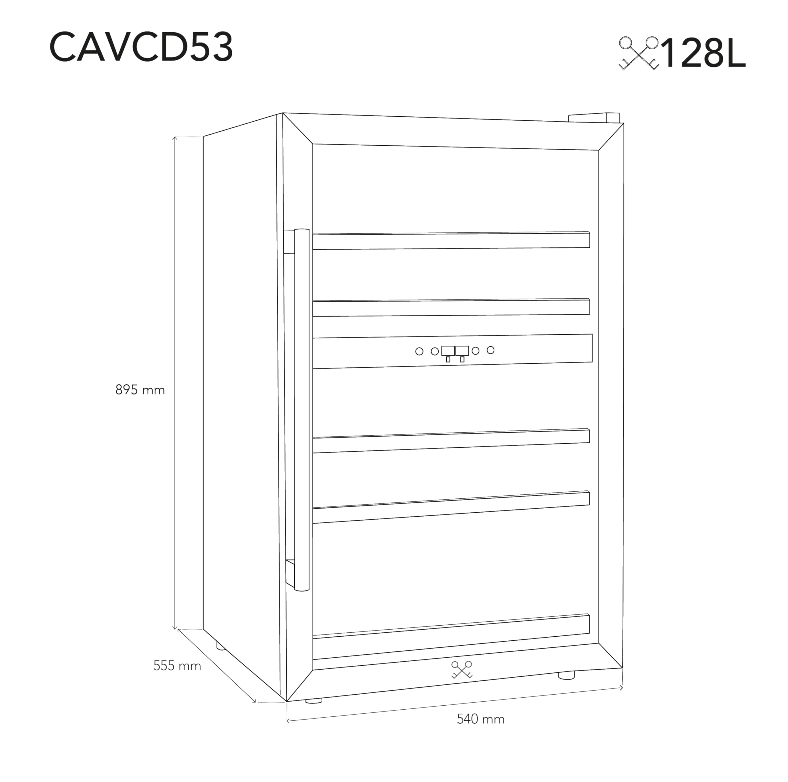 Les Petits Champs Vinoteca 53 Botellas CAVCD53, Capacidad 128L, 2 Zonas de Temperatura, Elegante Diseño en Acero Inoxidable, Ajuste de Temperatura de 5°C a 22°C, Anti-UV, LED