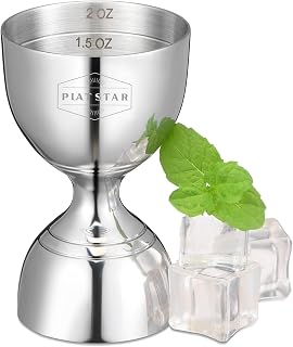 PlatStar Stainless Steel Double Jigger with Internal Measurements - 2oz/1oz Bartender Cocktail Measure for Precise Bartending