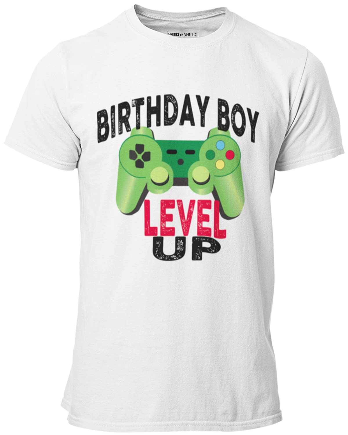 BROOKLYN VERTICALBirthday Boy Short Sleeve T-Shirt Video Gamer Level UP |Sizes S-XL (B, M)