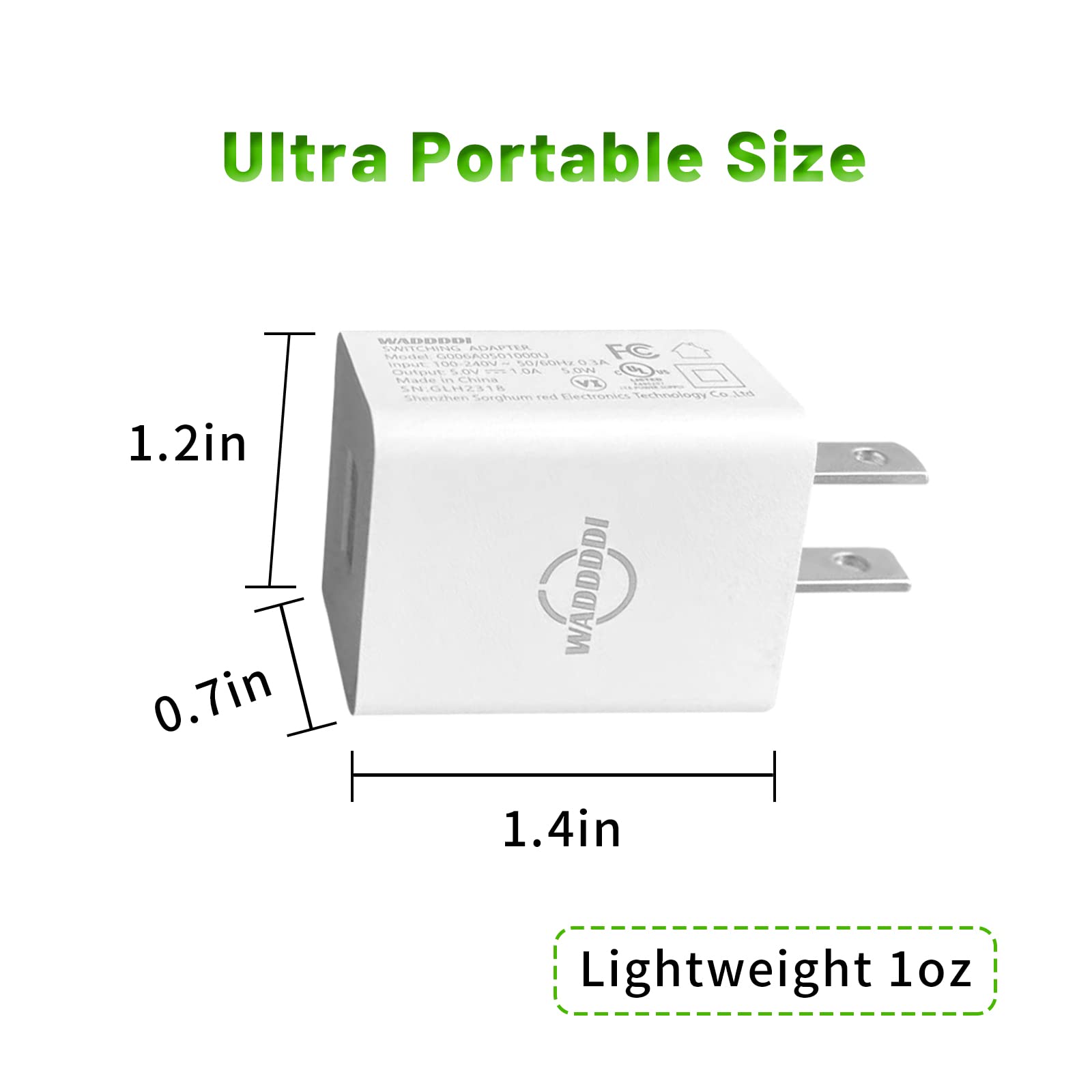Cargador de pared USB 1A/5V de un solo puerto USB Enchufe de pared Caja de cargador pequeña Universal 5W Enchufe de pared Ladrillo Portátil Adaptador de corriente de viaje Paquete de 2 (negro)
