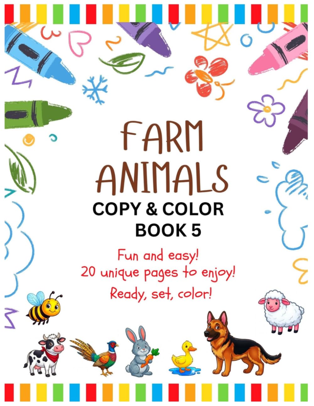 Farm Animals Copy & Color: Book 5