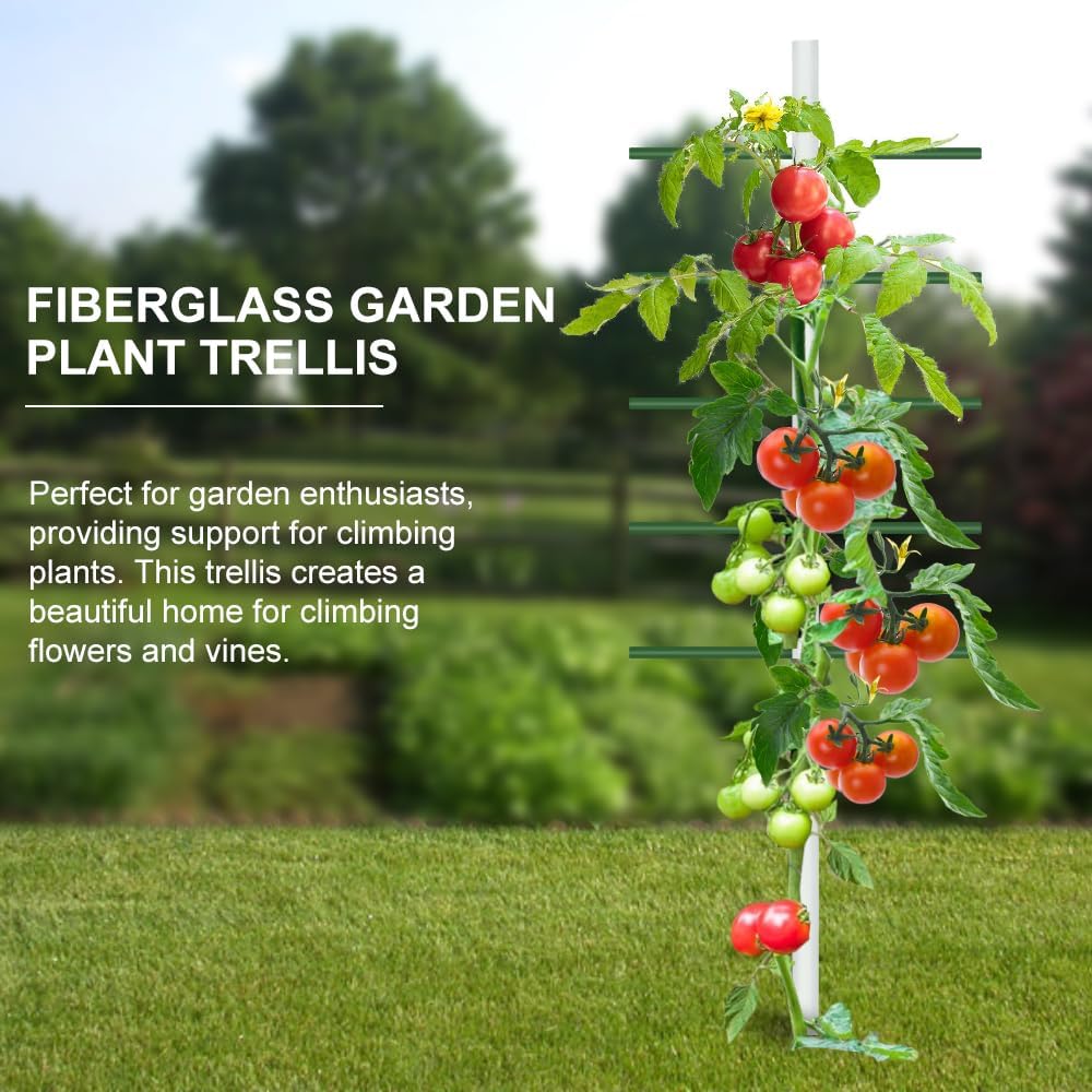 Agfabric 4ft Garden Trellis for Climbing Plants Outdoor, U Tower Trellis with 5 Arms(Each 1.64fft), Fiberglass Rust Proof, Semicircular Cross-Section (4ft*1.64ft,1pack)