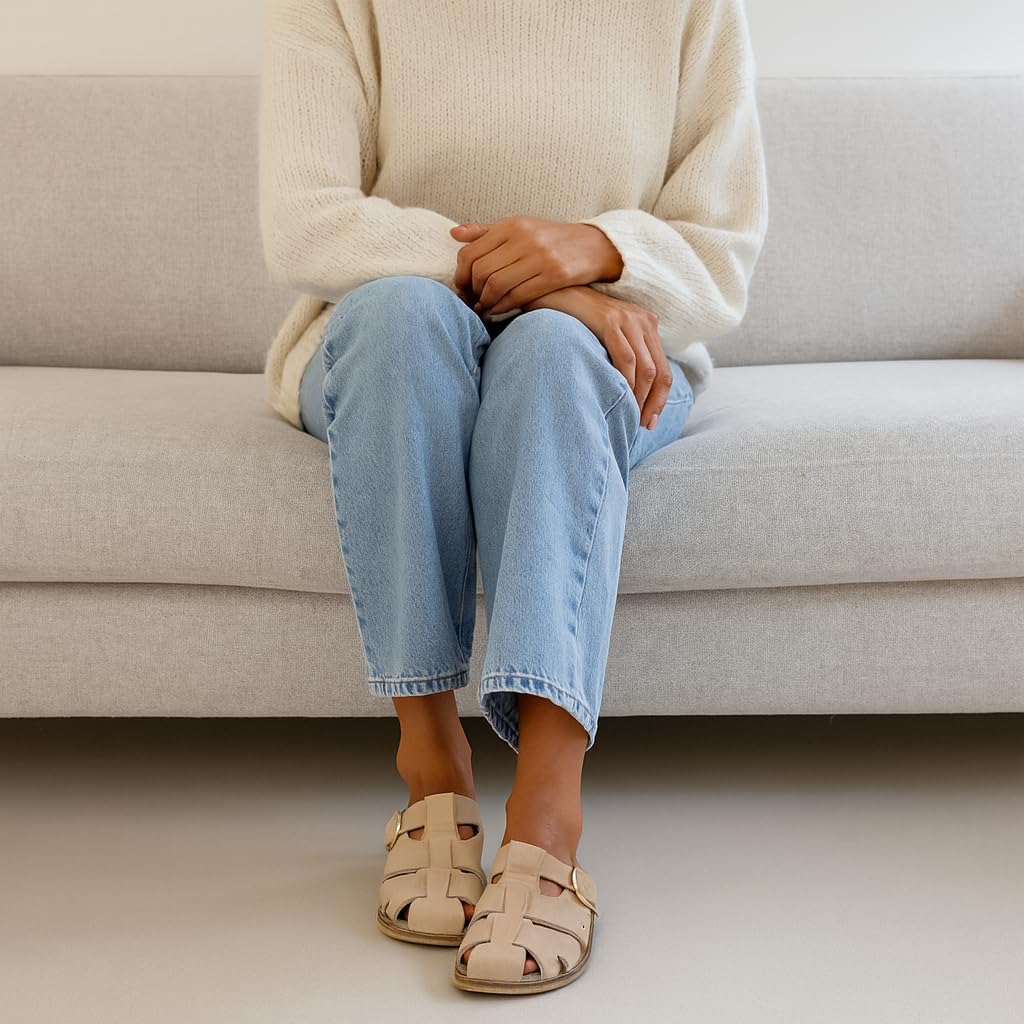 CUSHIONAIRE Benson Fisherman Sandals for Women – Suede Slip On Closed Toe Womens Clogs with Memory Foam Cork Footbed and Arch Support - Image 6