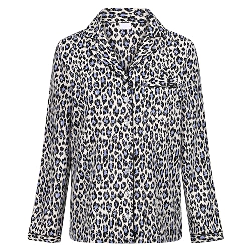 Womens Pyjama Set in Blue | 100% Cotton Comfy Warm Hooded Top and Matching Lounge Pants | Ladies 2 Piece Super Soft Loungewear Set