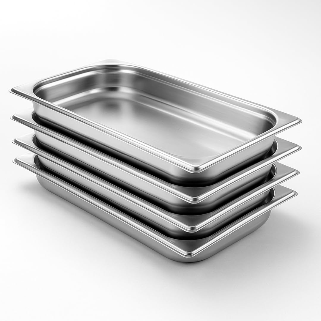 Bacs gastro GN 1/1 en inox empilables de 9L pour conserver vos plats au chaud