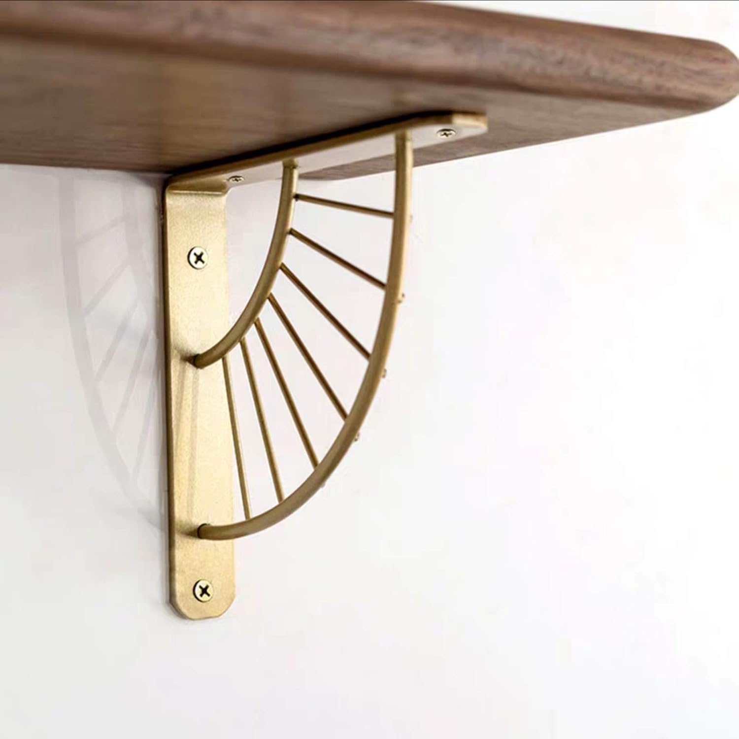 Jolan Floating Shelf Supporter Gold,Metal Shelf Bracket,Wall-Mounted Corner Braces Bracket Kitchen Bedroom Living Room,Space Saving DIY Brackets for Shelves,with Accessories,One Pair,15cm(5.9in)