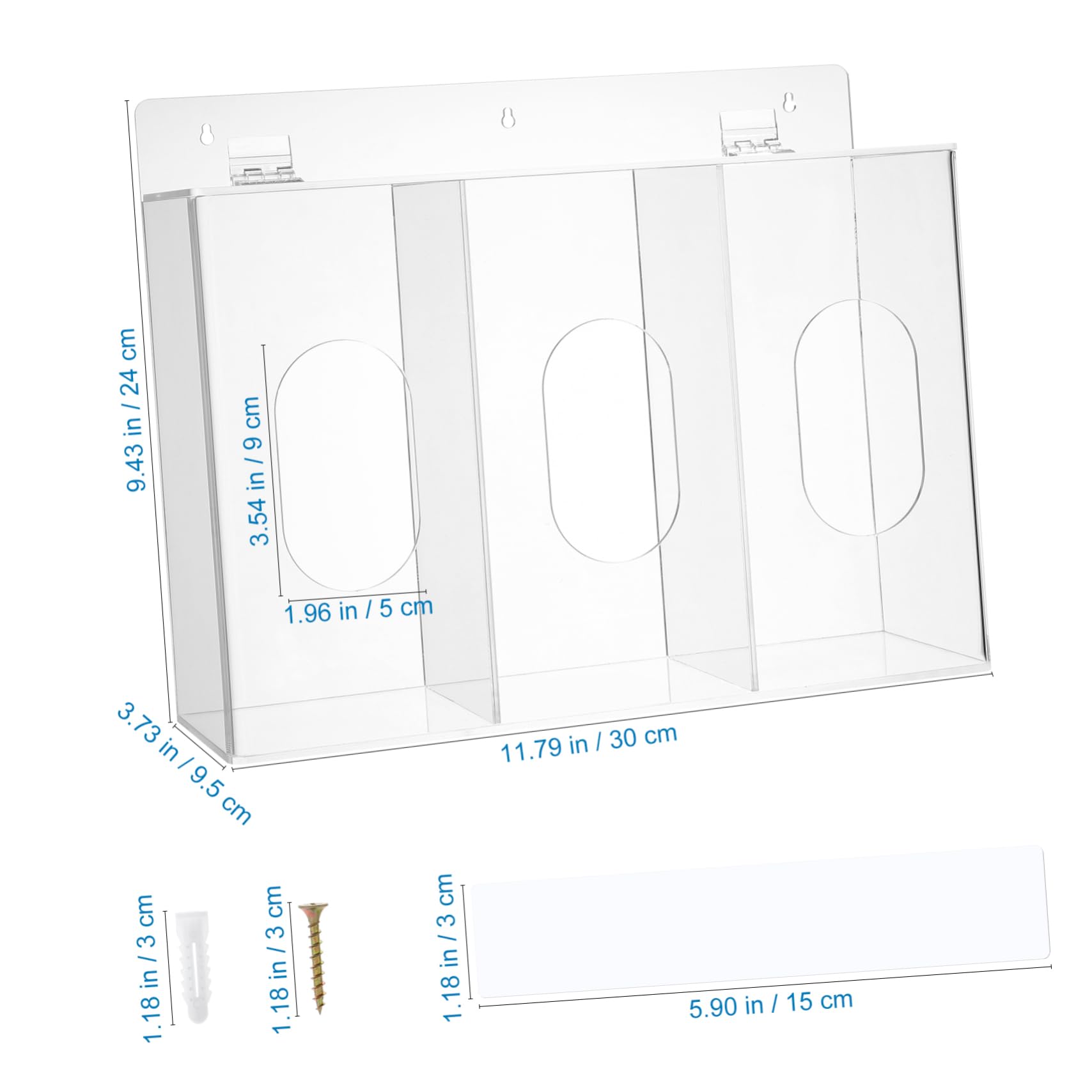 Garneck Dispenser Da Parete in Acrilico Trasparente Per Mascherine e Guanti 3 Scomparti, Contenitore Organizer Salvaspazio Per Uso Laboratoristico e Settore Sanitario