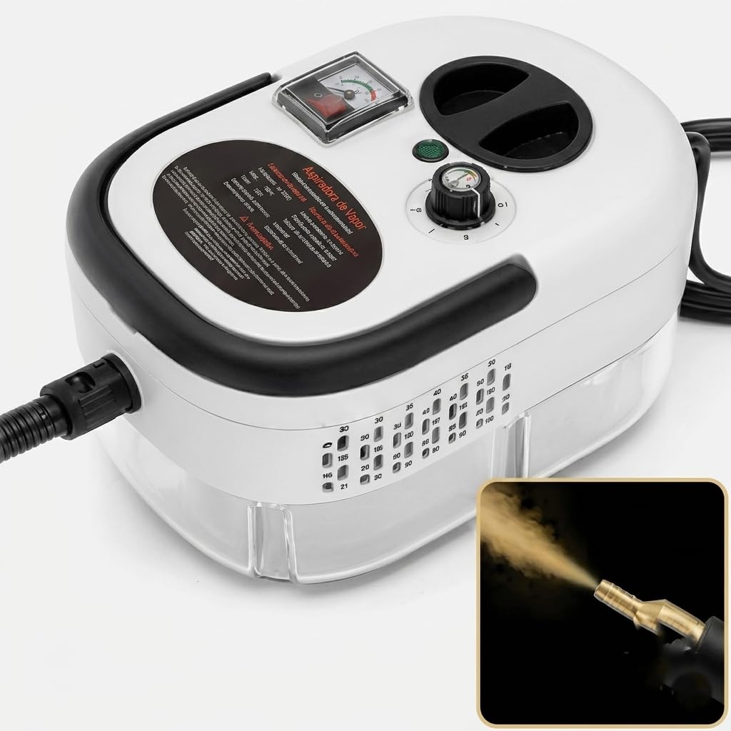 Pulitore a Vapore Portatile Multiuso con Serbatoio 1200ml – Pulitore Igienizzante Alta Pressione per Casa, Cucina, Bagno, Auto – Riscaldamento 15 Secondi, Vapore Regolabile