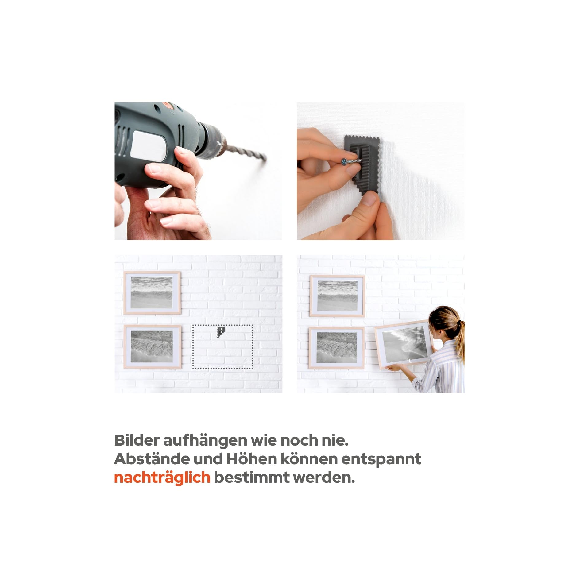 Bildaufhänger - 15x Basic | Ideal für kleine bis mittlere Bilder bis 7,5 kg | Nachträglich flexibel ausrichtbar | Für nahezu alle handelsüblichen Rahmen & Bilder, 5er Bundle