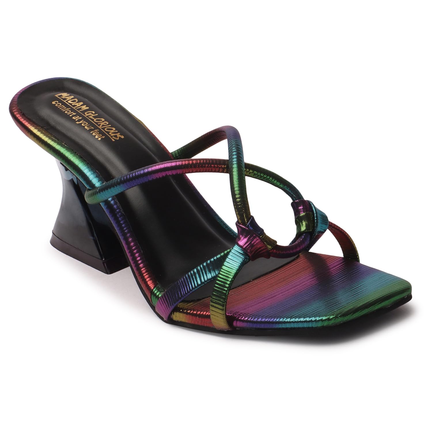 madam glorious slip on toe multi trendy infnity cross strap heels for womens (B0C47961MZ) Amazon Price History, Amazon Price Tracker