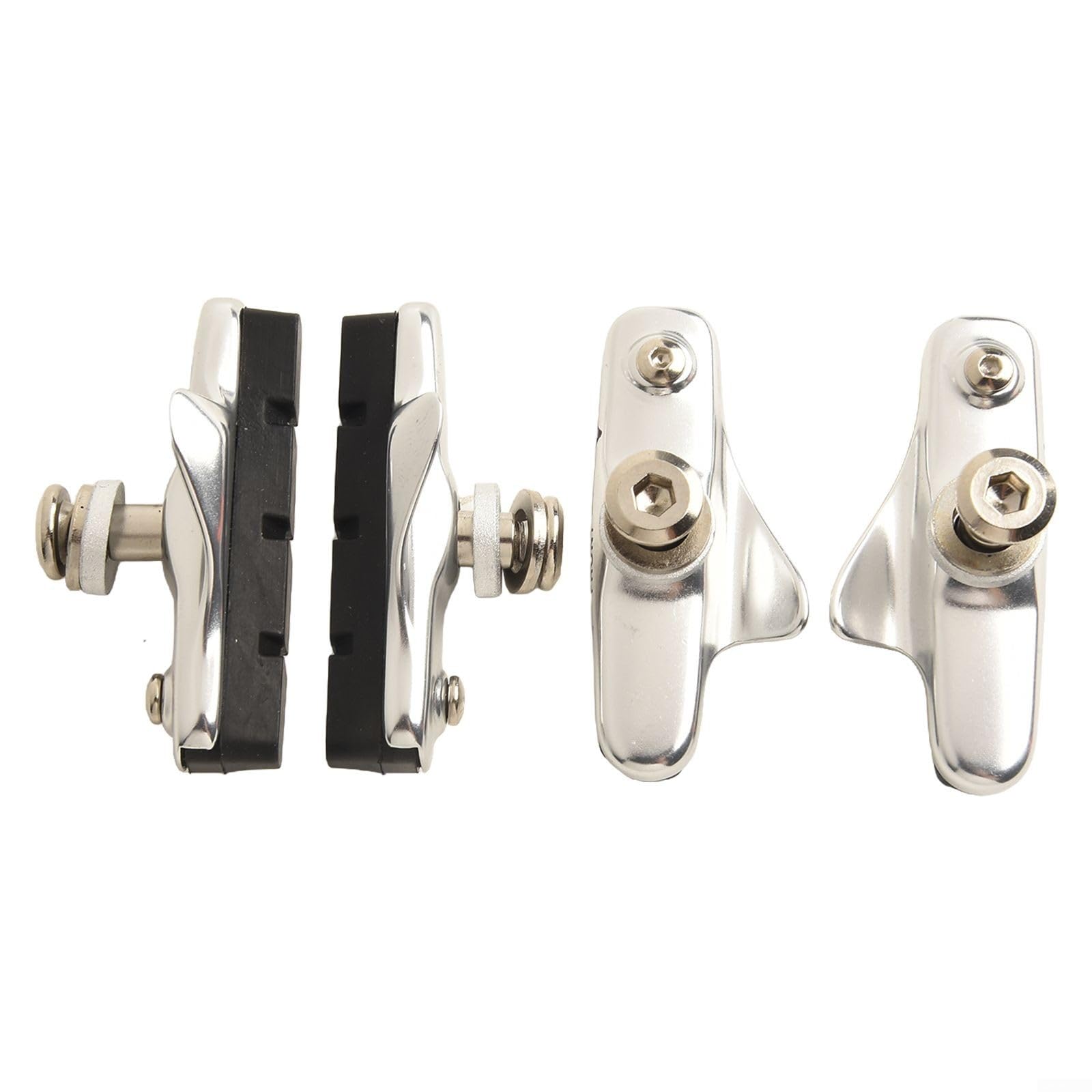 Volakebeing Road Bike Brake Block Pad Set Rubber Alloy Holder Cartridge Pads Installation Excellent Stopping Suitable Racing Bike Caliper Brake System 4Pcs