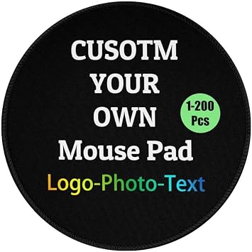 Custom Round Mouse Pad 8 Inch, Personalized Mousepads Non-Slip Mat Customized Logo Picture Pads for Home Office Accessories, Black