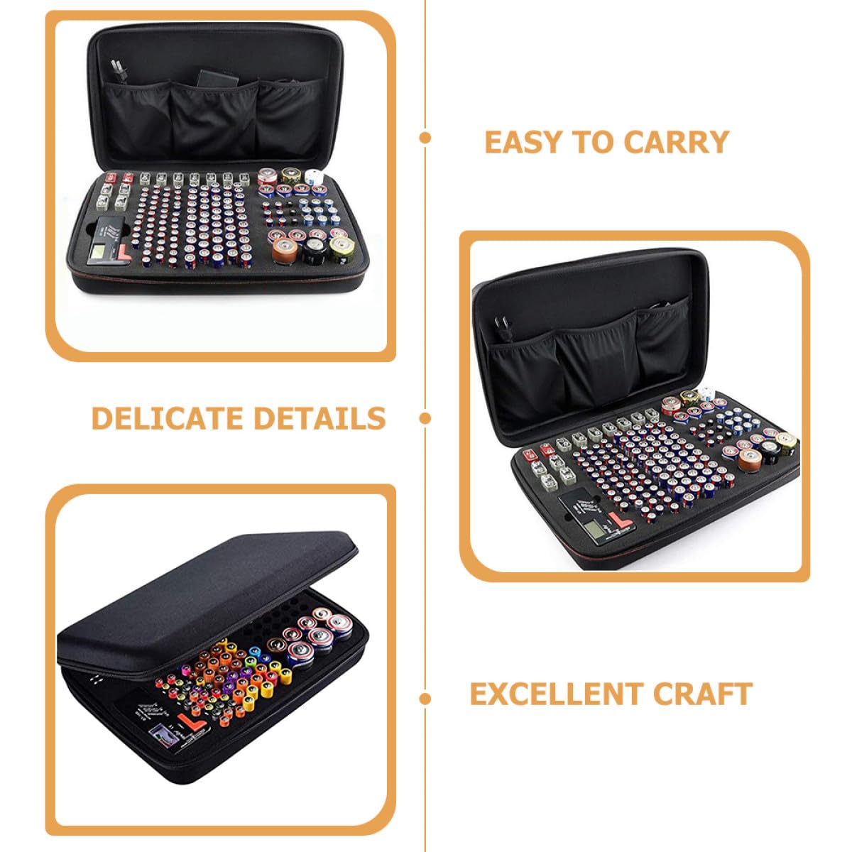 Custodia per Batterie Organizer in Eva Nero, Capiente, Portatile | Batterie al Litio e Piccoli Oggetti, Antiurto, Antipolvere, per Viaggio