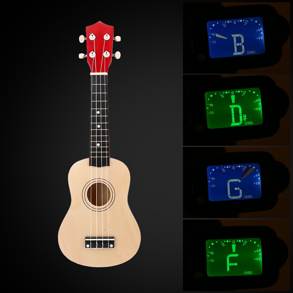 POENVFPO Ukulele da 21 Pollici, Tiglio, Corda in Nylon (Legno naturale) | Design a 12 tasti, per bambini principianti, scelta casuale inclusa, ispira talenti musicali