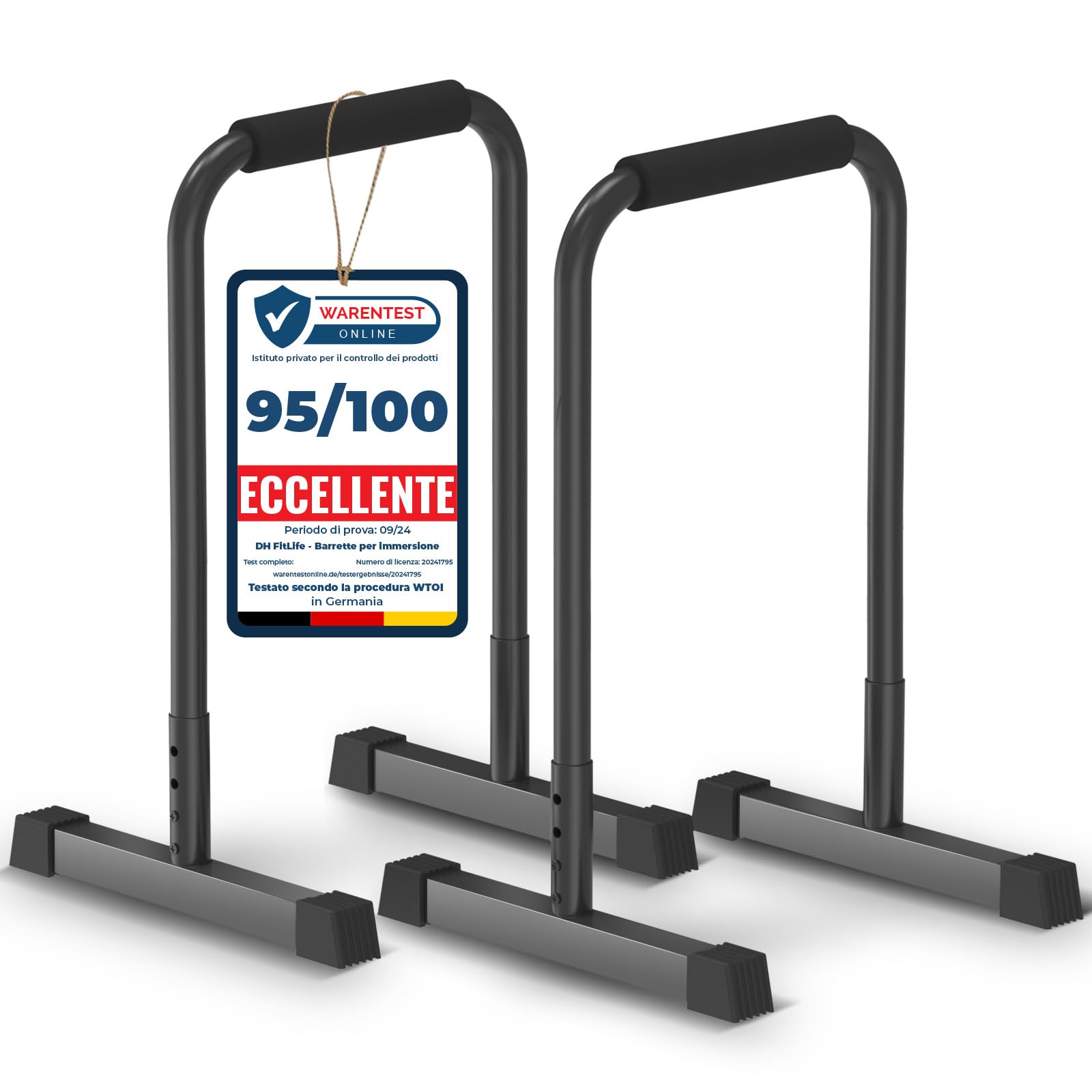 DH FitLife Dip Parallele Bars | Barre Parallele & Dip-Station Regolabile 80-90 cm | Parallettes per Calisthenics & Allenamento di Forza | Stabile & Sicura | Attrezzatura Fitness per Interni & Esterni