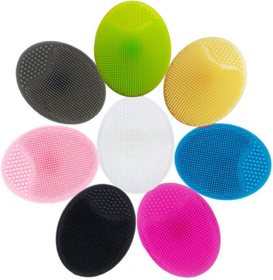 ReNext8pcs Soft Silicone Face Cleanser Handheld Mat, Silicone Face Brush,Exfoliator Face Cleansing, for Daily Facial Cleaning, 8 colors