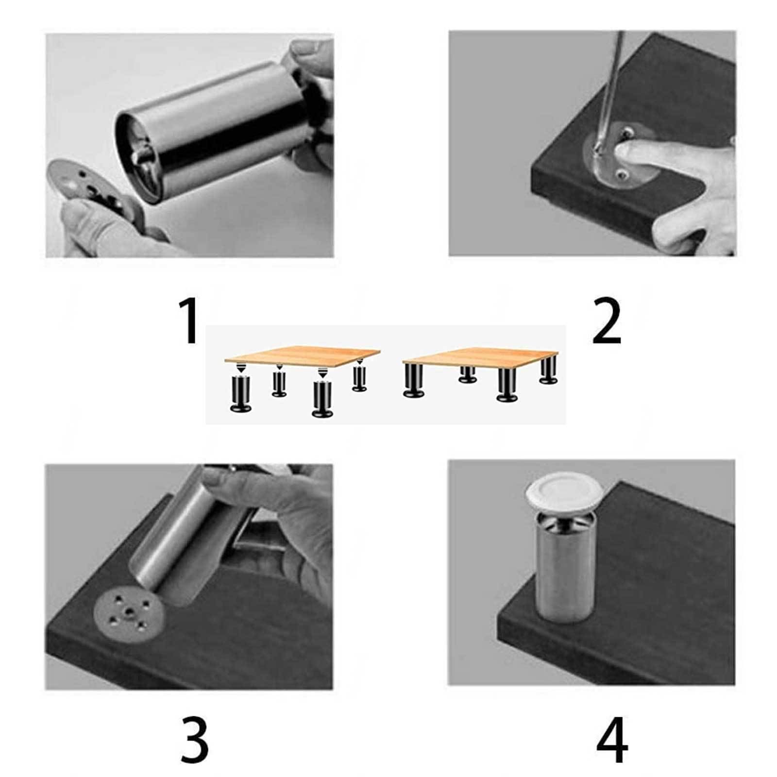 Nogi do mebli 4 sztuki nogi do szafki nocnej regulowane nóżki do wanny do mebli, kuchni, biurka, nogi do stołu, nogi do mebli, srebrny-12CM(4,7 cala) (srebrny 6CM(2,3 cala))