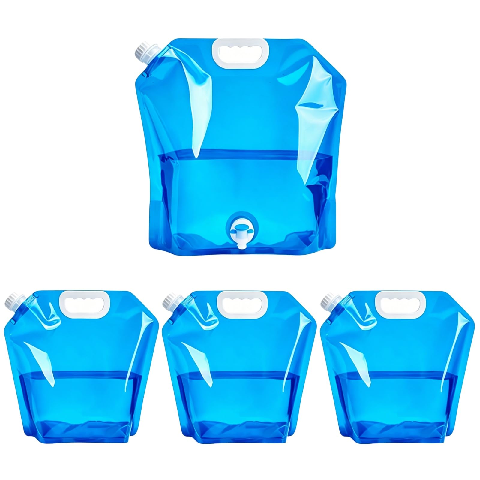 Oyiclyea 4PCS Outdoor Collapsible Water Container Bag Blue 5L+10L Combo, Foldable Water Bag with Tap, Reusable, Easy To Clean, Carry with You for Camping, Hiking, Travel Sport