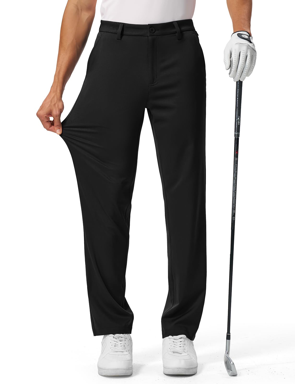 BGOWATU Mens Golf Pants 30 32 34 Stretch Casual Dress Pants Lightweight Work Business Trousers with 5 Pockets