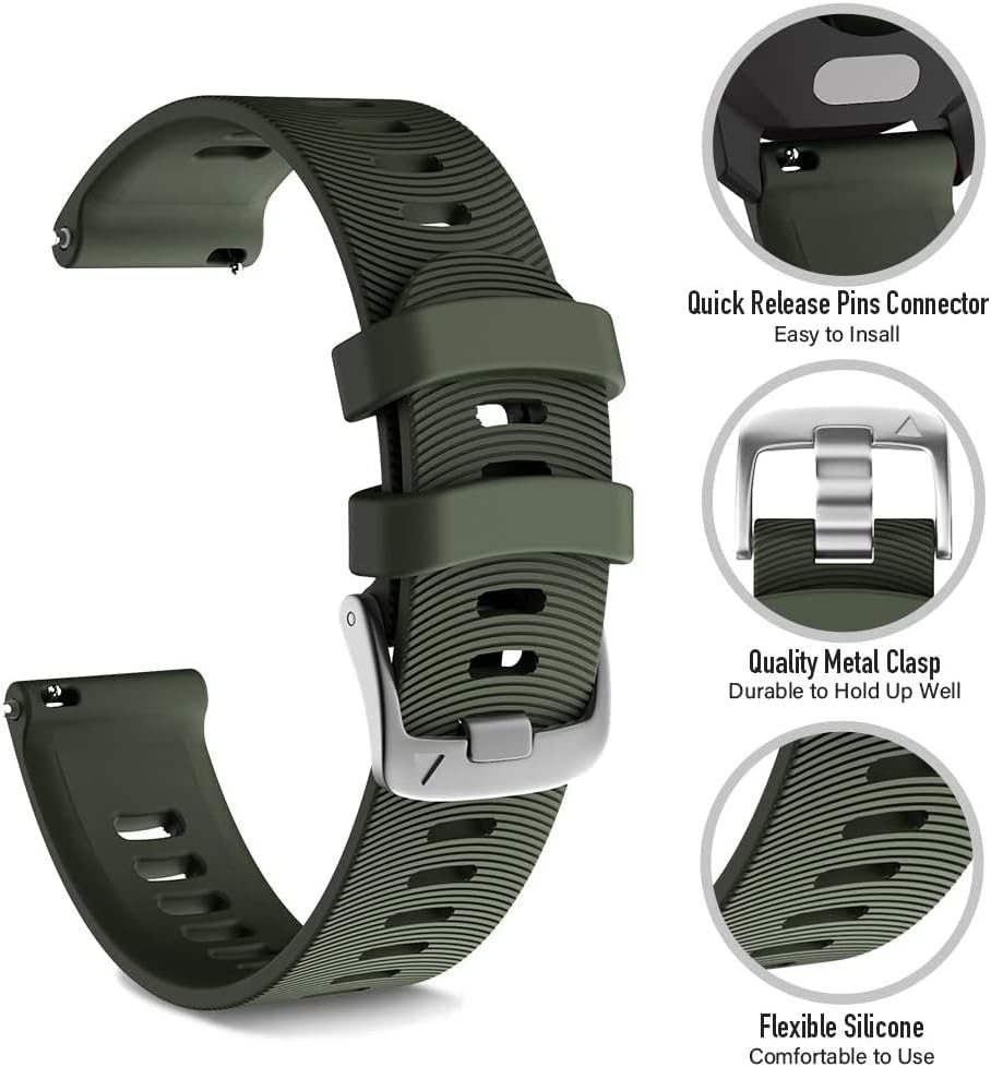 Fleshy Leaf Band Compatible Garmin Forerunner 245,20mm Soft Silicone Strap,Compatible Garmin Vivoactive 3/3 Music/Venu Sq/Vivomove HR/Forerunner 245 Music/Forerunner 645/645 Music (Olive green) - Image 4