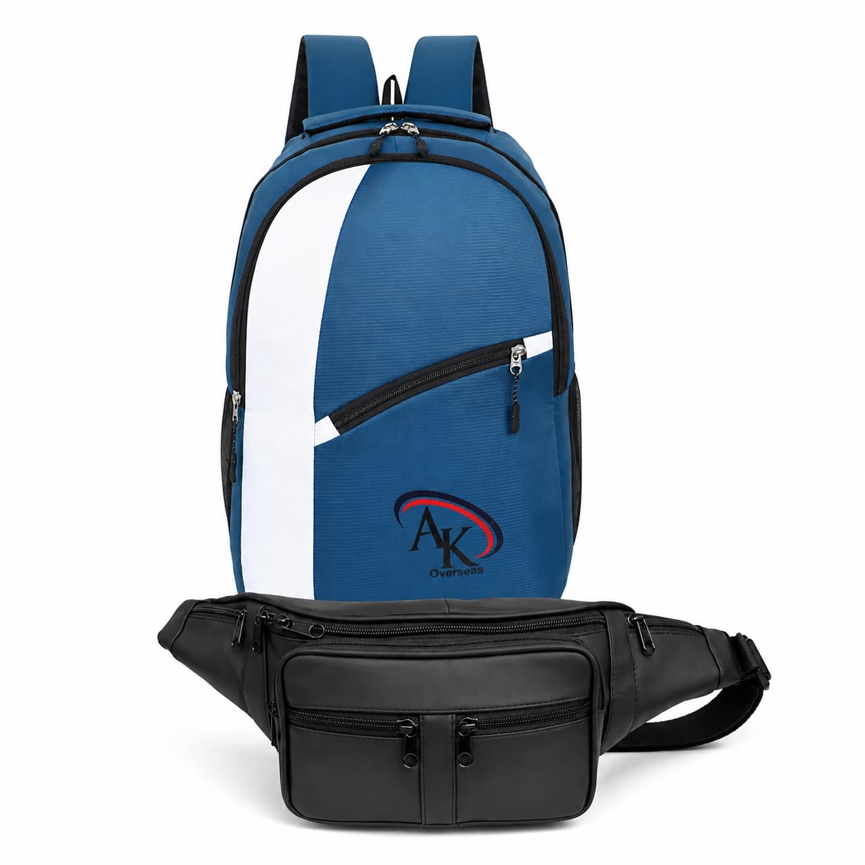Backpack with Waist Bag Combo, Blue and Black, Multi-Pocket, Travel and College-image-30