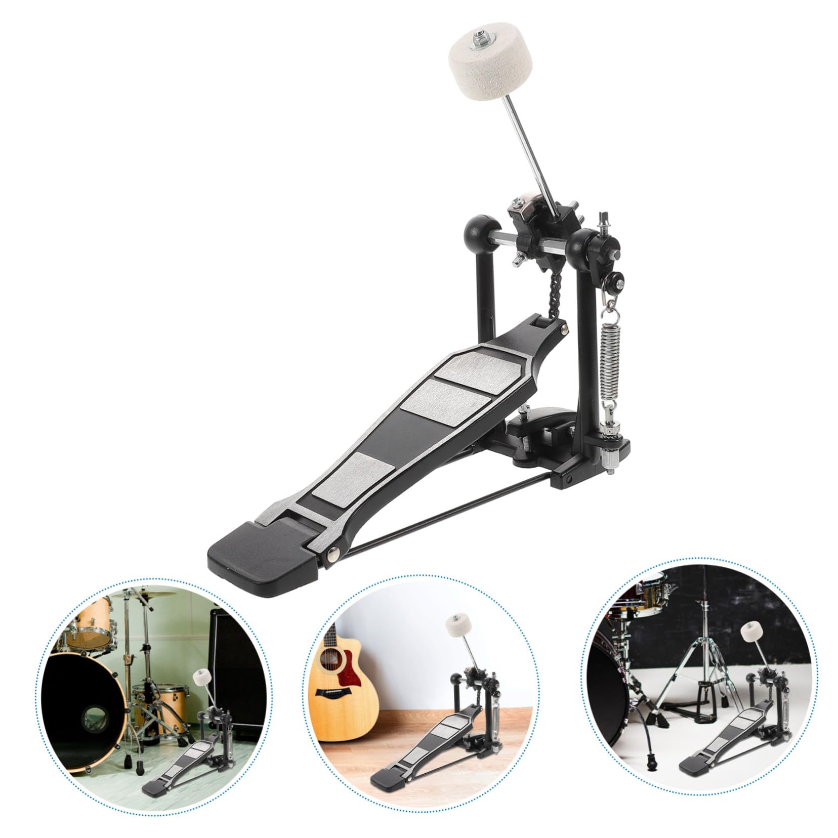 Didiseaon Pedale per Cassa Batteria Singolo in Lega di Alluminio con Martello Antiscivolo Portatile per Batteria Jazz e Acustica