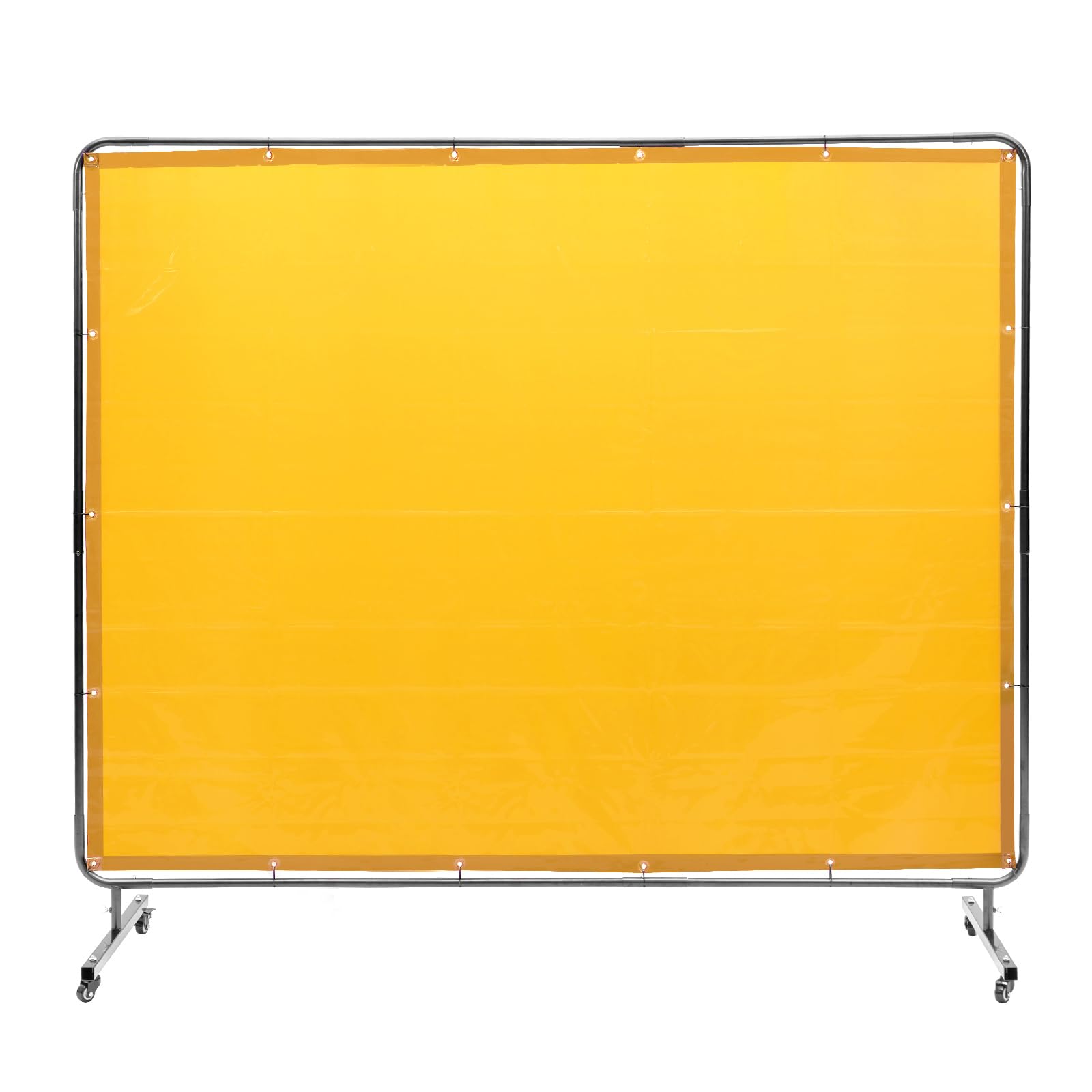 Happybuy Welding Screen with Frame,6' x 8' Welding Curtain Screen,Flame-Resistant Vinyl Welding Protection Screen on 4 Swivel Wheel (2 Lockable),Moveable & Professional for Workshop/Industrial, Yellow