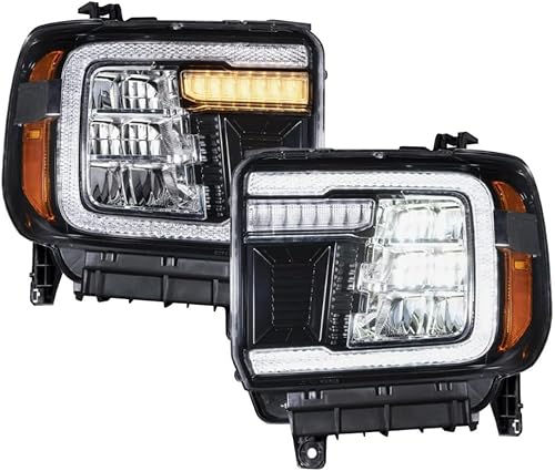 Faros reflectores LED secuenciales compatibles con GMC Sierra 1500/2500/3500 2014-2018 (par)