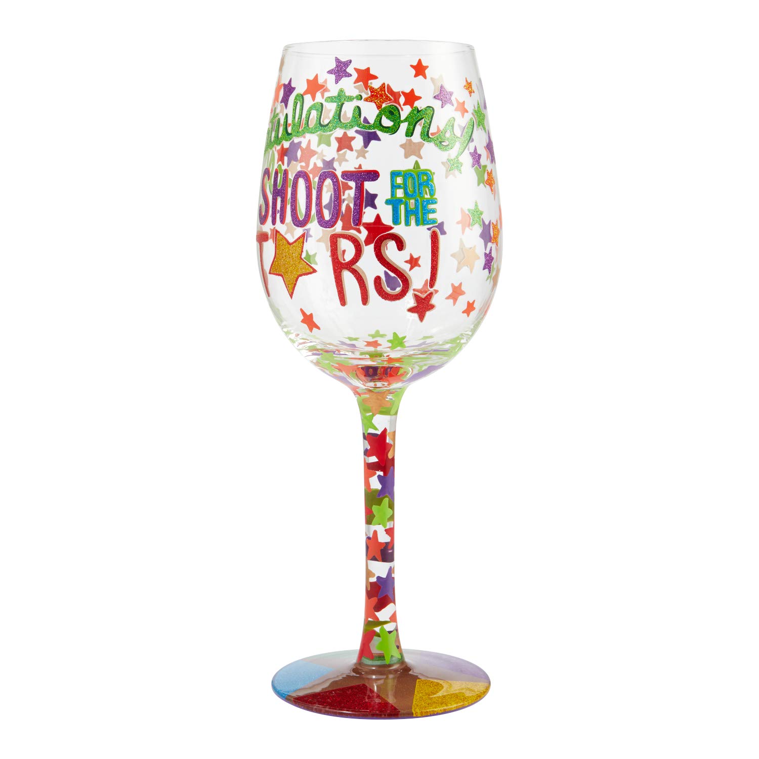 Enesco 6006293 Designs by Lolita Shoot for the Stars - Copa de vino artesanal pintada a mano, multicolor