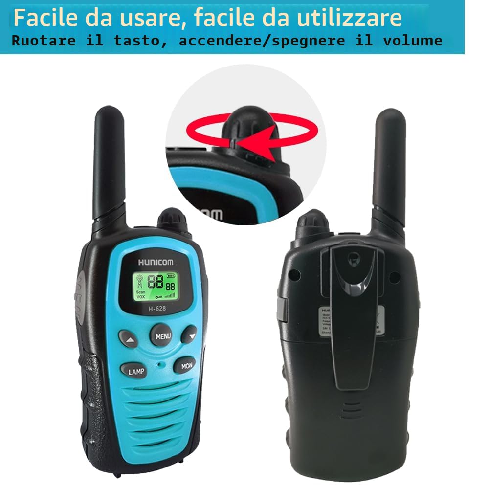 Walkie Talkie PMR VOX vivavoce 5 km LED retroilluminazione Blu