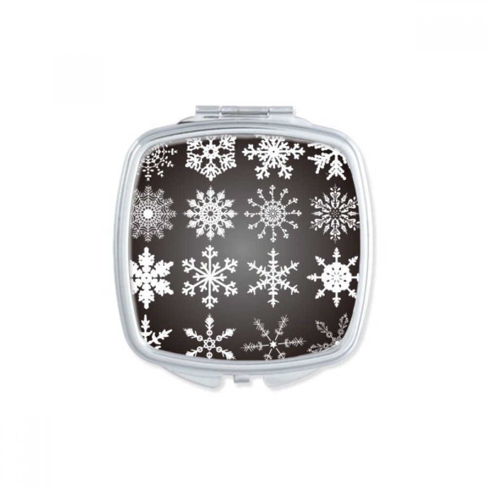 Miroir de poche carré Joyeux Noël avec illustration de renne et sapin multicolore