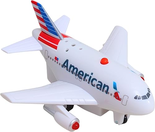 Daron American Airlines Pullback Airplane – Lights & Sound Jet Toy with Electronic Take-Off Sounds, 4¼-Inch Plastic Aircraft for Kids Ages 3+