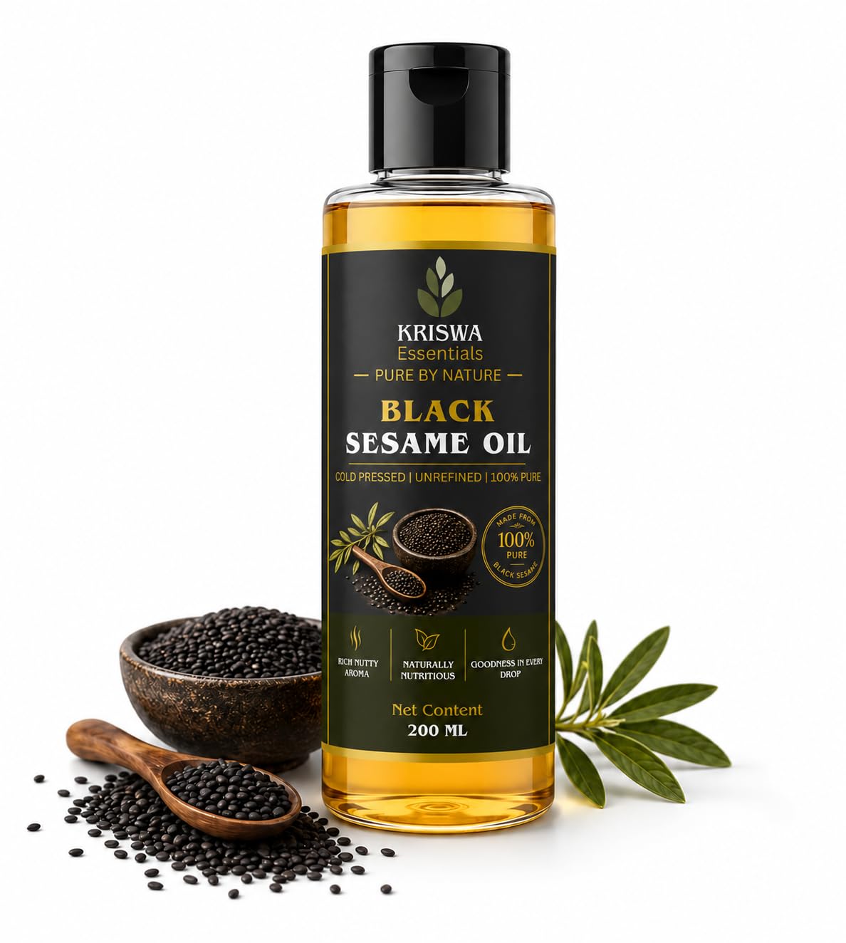 Black Sesame (Kala Til) | 100% Pure Cold Pressed Kachi Ghani Oil | Hair, Scalp, Skin & Body Massage | Rich in Vitamin E | 200 ml-image-39