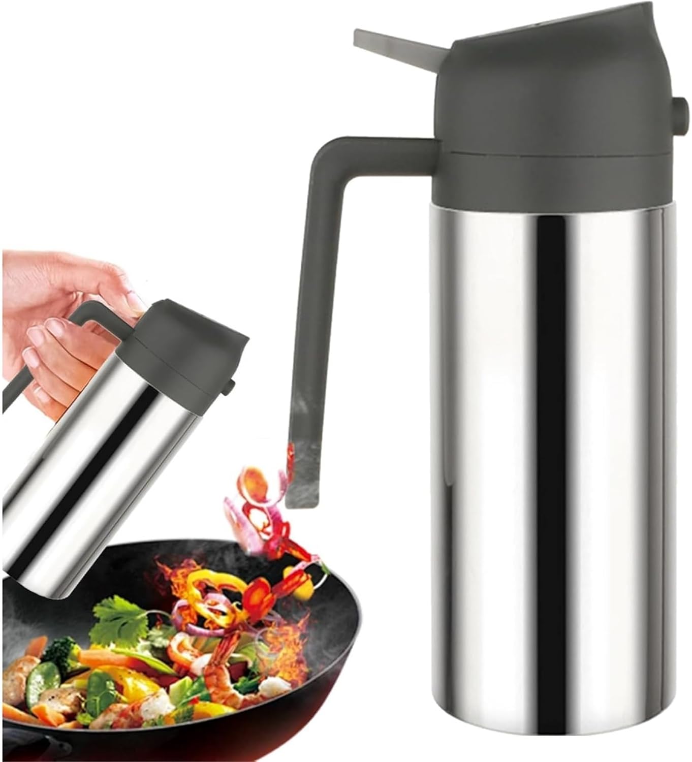 Oil Spray Bottle, Two-in-one Oil Dispenser, Stainless Steel Spray Bottle, Can Be Refilled With Portable Sprayer, Suitable For Baking, Cooking,for Salad Making, Baking(360ML white)