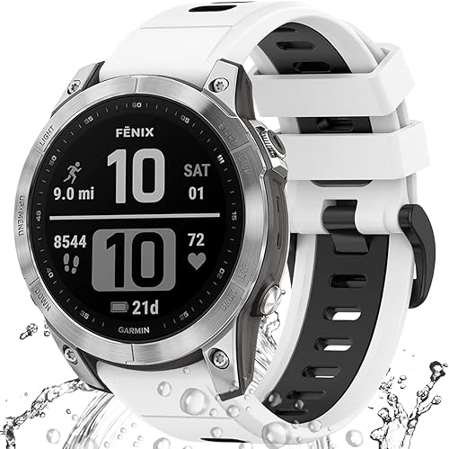 Miimall Garmin Fenix 765 - Correa de repuesto compatible con Garmin Fenix 765, 0.866in de ancho, silicona suave, impermeable, para Garmin Fenix 77