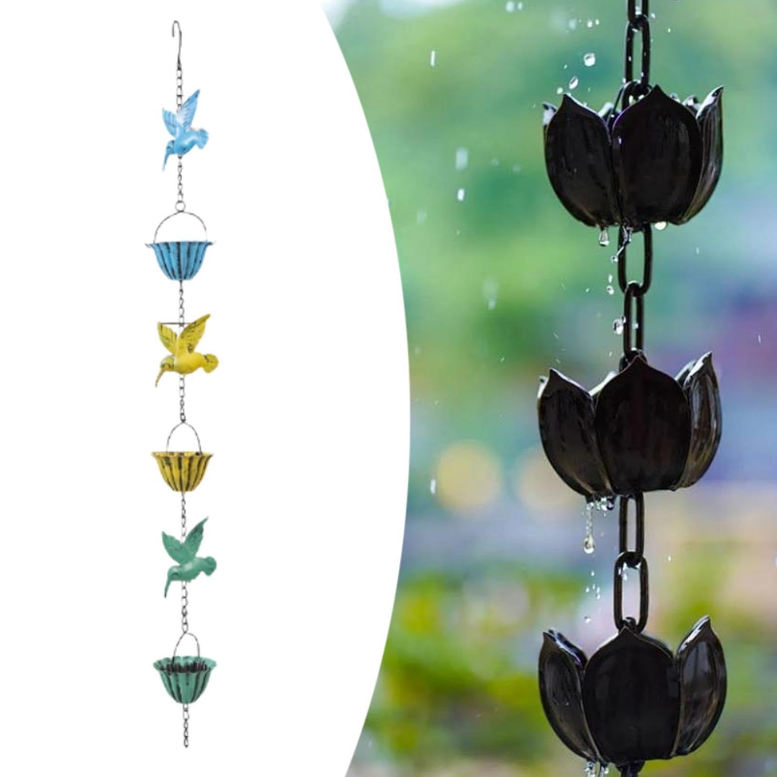 Chaîne de Pluie Hummingbird Ornement de Jardin Métal Antirouille Remplacement de Tuyau Pluviale Décoration Suspendue Adaptée à Cour