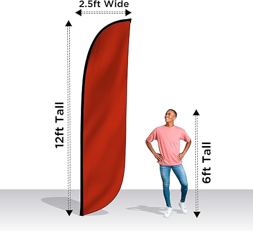 Miniatura 3 de LookOurWay Bandera de plumas de 12 pies con temática de color liso (hardware no incluido).