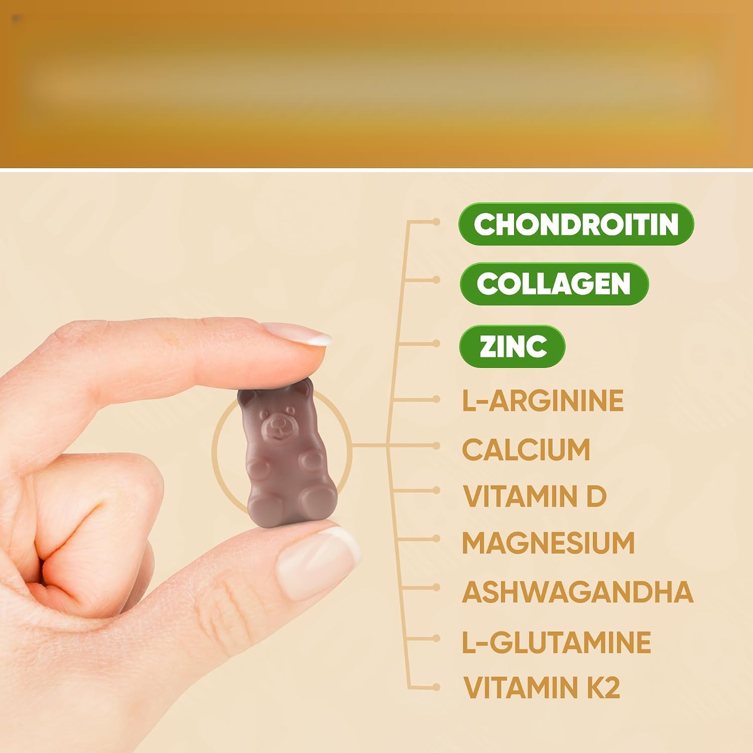 Gomme gommose multivitaminiche per supporto altezza per bambini Adolescenti Adulti, integratore per la crescita ossea di calcio D3 K2 magnesio Ashwagandha