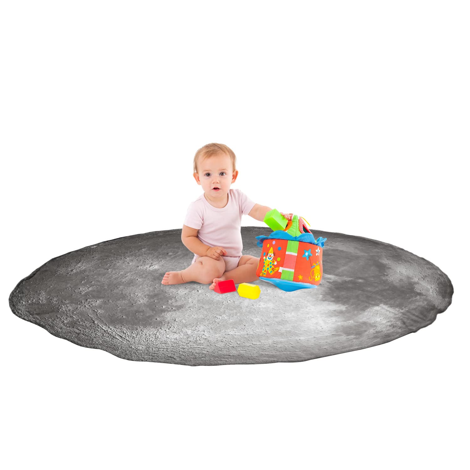 Ambesonne Galaxy Round Blanket, Moon Graphic Image Trippy Rock Detailed Surface Planet Astronomy Outer Space Print, Lightweight Sofa & Bed Cover Novelty Gifts for All Seasons, 71