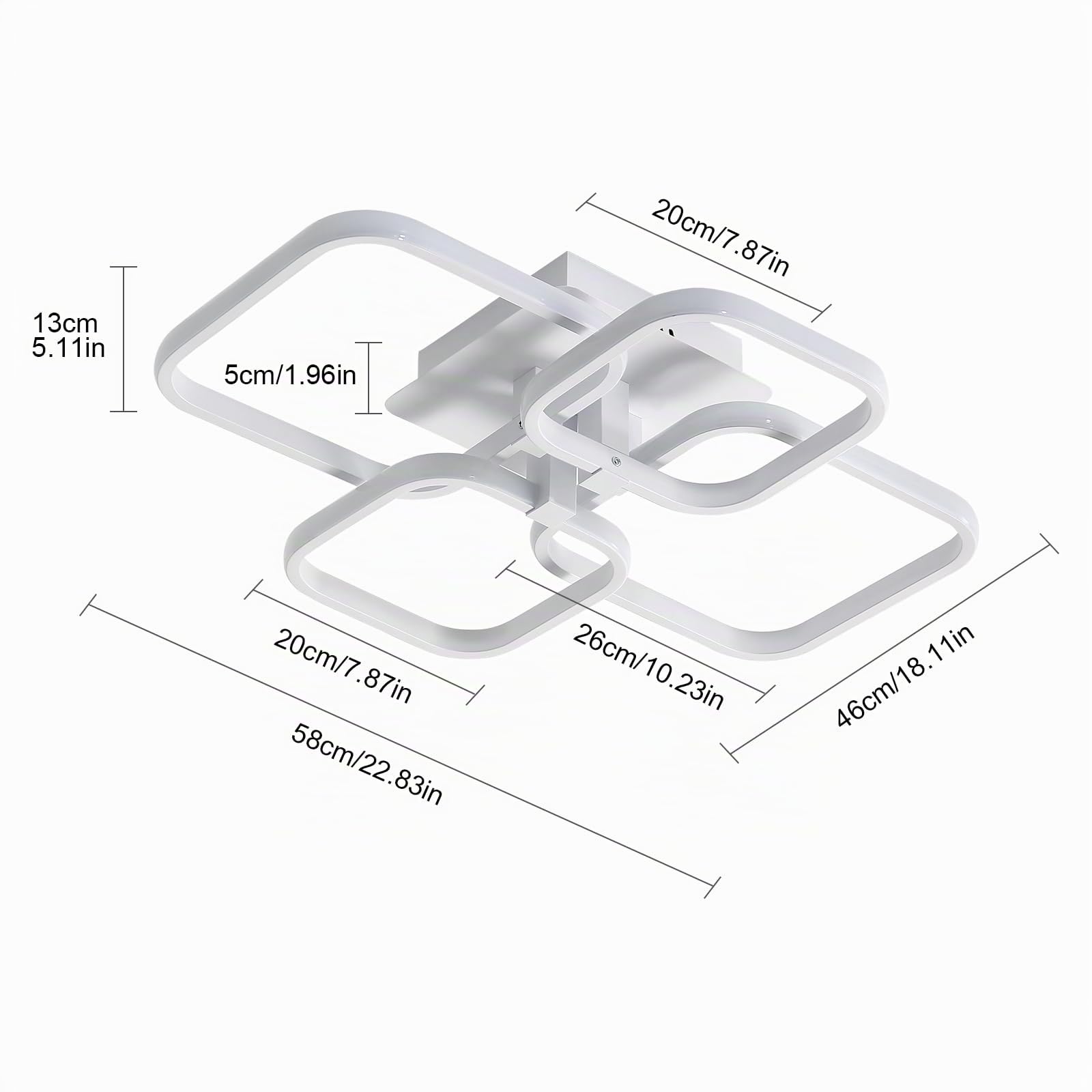Plafoniera LED, 60W Plafoniera Led Soffitto Modern Quadrata Design, Lampad a da soffitto Bianco per Soggiorno Camere da Letto 6500K Luce fredda