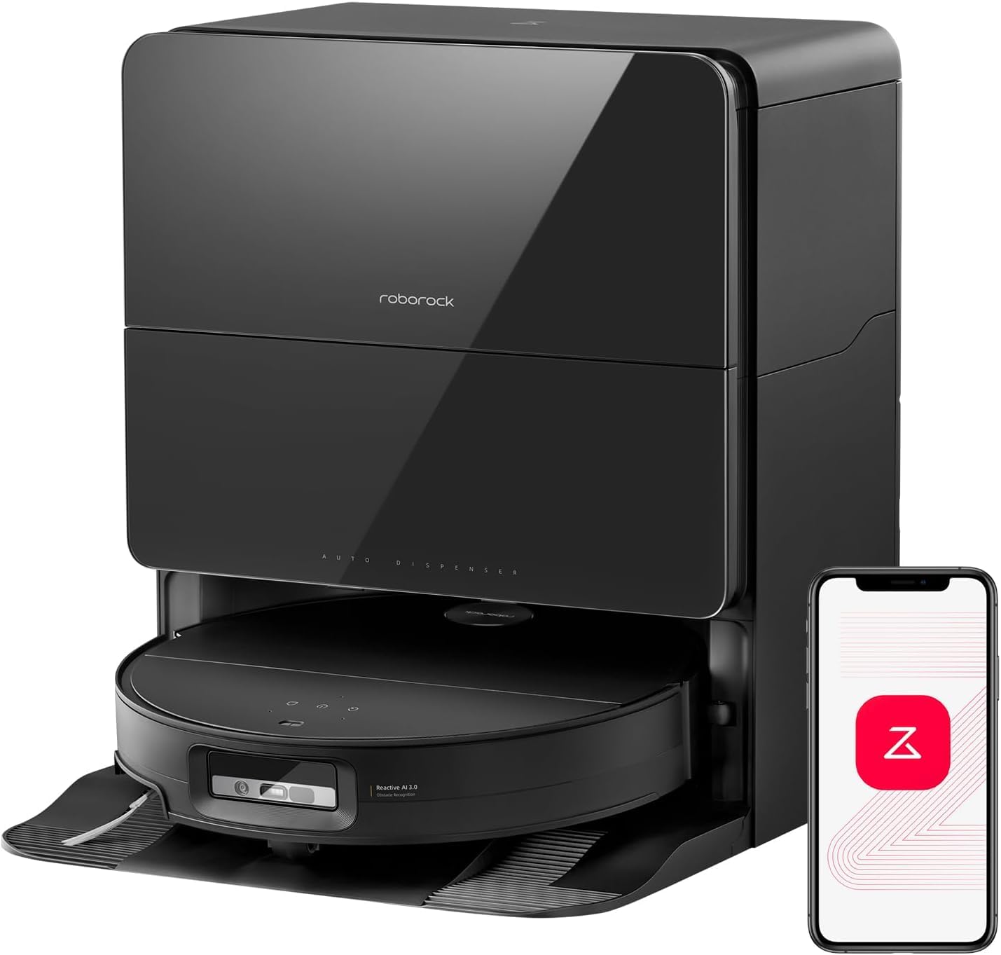 Roborock Saros 10 Robot Vacuum and Mop, 22,000Pa Suction, AI Obstacle Avoidance, 3.14-inch Ultra Thin, Intelligent Dirt Detection, Zero Tangling Main Brush, Hot Water Mop & Dock Self Cleaning