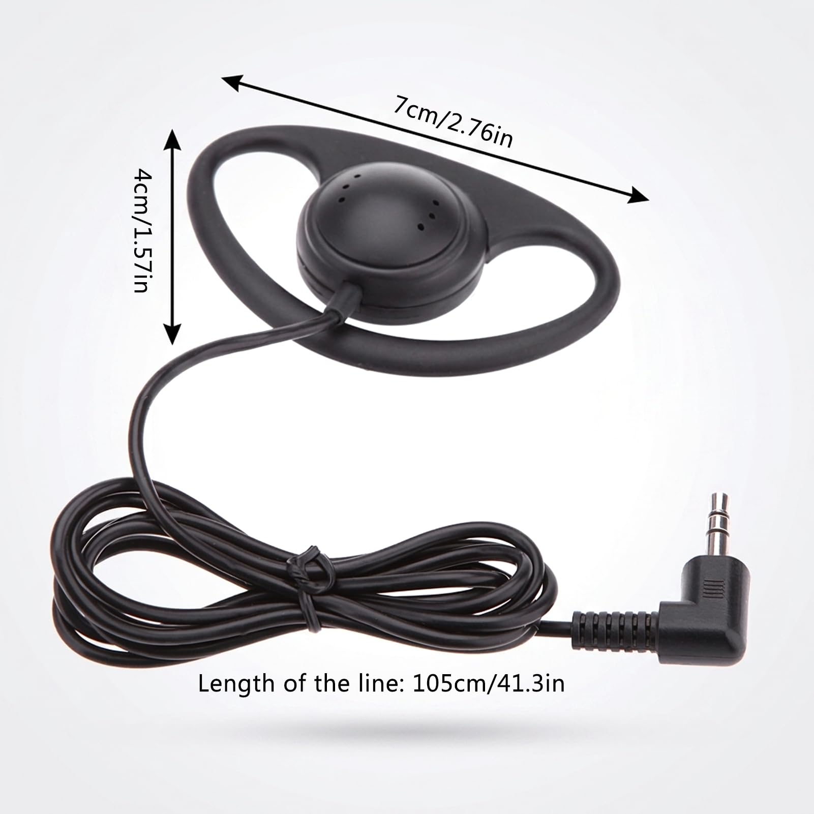 Fockety Cuffia Auricolare a Forma di D, Auricolare Singolo con Jack da 3,5 Mm con Cavo da 41,3 Pollici per Ricevitore del sistemas di Guida Turistica, Tablet, Telefoni (10PCS)