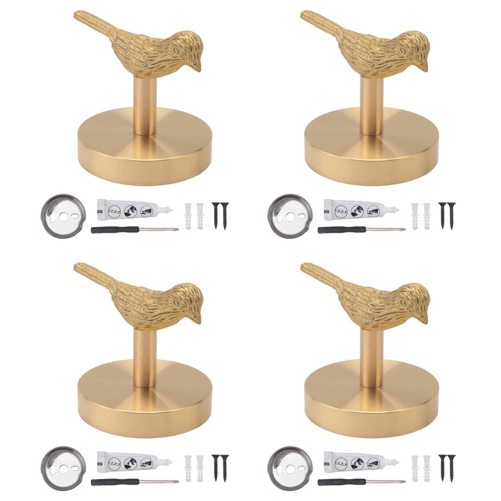 Aundhegrtt 4X Brass Gold Animal Hook Solid Brass Coat Hook Door Back Hook Bathroom Kitchen Hooks Towel Rack(Bird)