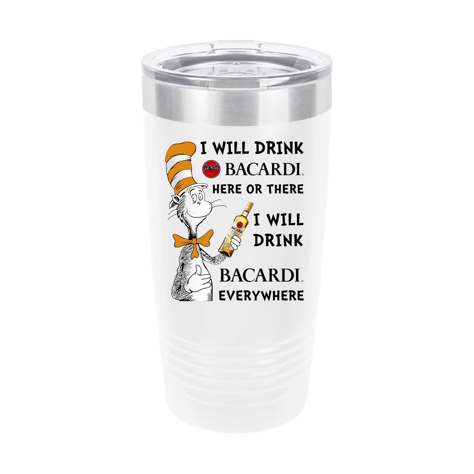 Stainless Steel Tumbler - 20oz - Insulated - Bacardi Ringneck - Travel Cup - Premium Quality - Keeps Hot/Cold - Modern Design - Reusable - BPA Free - Christmas/Birthday Gift