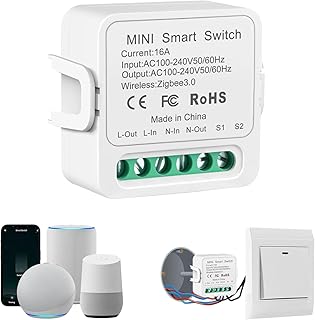 Zigbee Schalter, Zigbee3.0 Smart Switch,Alexa Lichtschalter, Smart Lichtschalter Modul, Interruptori Inteligente Sprachsteuerung, Kompatibel Alexa/Tuya App, Neutralleiter Erforderlich