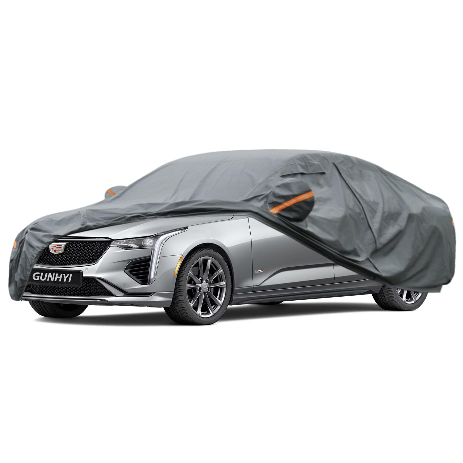 GUNHYI Premium Car Cover Custom Fit Cadillac CT4, 16 Layers Heavy Duty Car Cover Waterproof All Weather with Zipper Door for Sun Rain Snow Dust Uv Protection