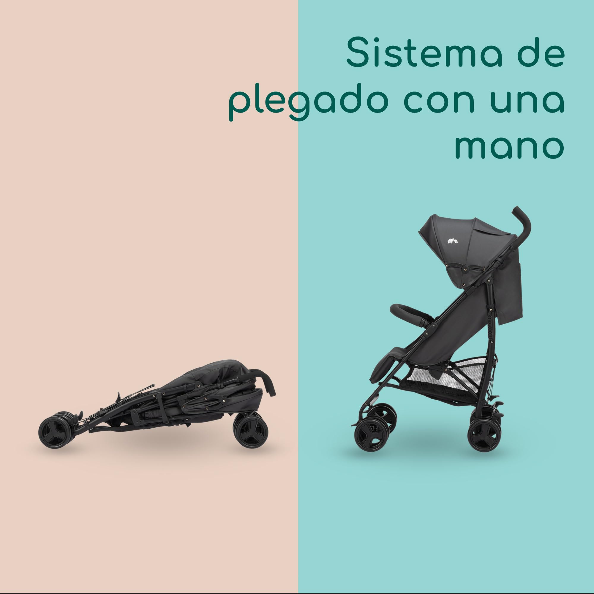 Bebeconfort Dusk, cochecito para bebé, 0-4 años (0-22 kg), cochecito desde el nacimiento, silla paseo compacta y ligera (5,6 kg), tejidos acolchados suaves, plegado compacto, Mineral Graphite